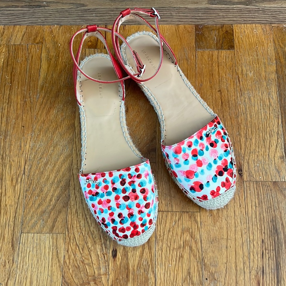 Longchamp Red Espadrille Sandals